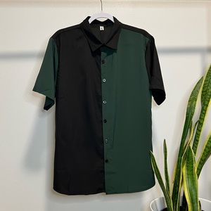 Black & Green, Color block Short Sleeve Shirt, Size M